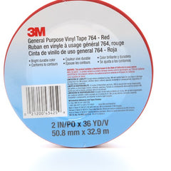 3M General Purpose Vinyl Tape 764 Red 2″ × 36 yd 5 mil Individually Wrapped Conveniently Packaged - USA Tool & Supply