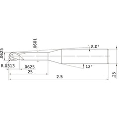 VF2XLBD1/16N4D CARBIDE ENDMILL