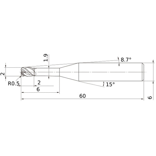 VFHVRBD0200R05N006 CARBIDE ENDMILL