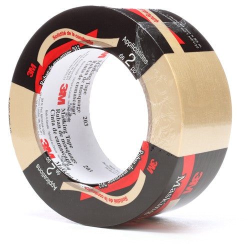 3M General Purpose Masking Tape 203 Beige 48 mm × 55 m 4.7 mil Individually Wrapped Conveniently Packaged - USA Tool & Supply