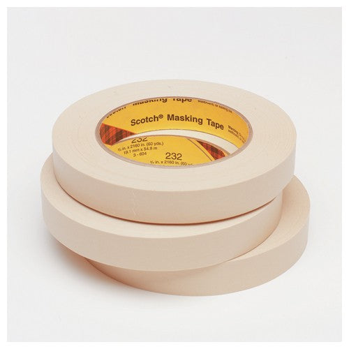 3M High Performance Masking Tape 232 Tan 12 mm × 55 m 6.3 mil - USA Tool & Supply