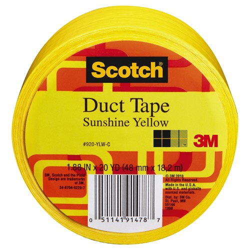 Scotch Duct Tape 920-YLW-C 1.88″ × 20 yd (48 mm × 18 2 m) Yellow - USA Tool & Supply