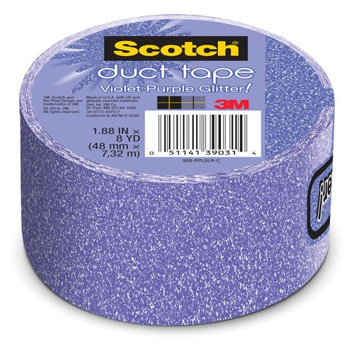 1.88 in × 10 yd (48 mm × 9.14 m) Scotch(R) Duct Tape Violet Purple Glitter Alt Mfg # 39031 - USA Tool & Supply