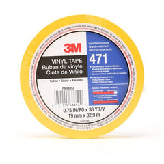 3M Vinyl Tape 471 Yellow 3/4″ × 36 yd 5.2 mil Individually Wrapped Conveniently Packaged - USA Tool & Supply