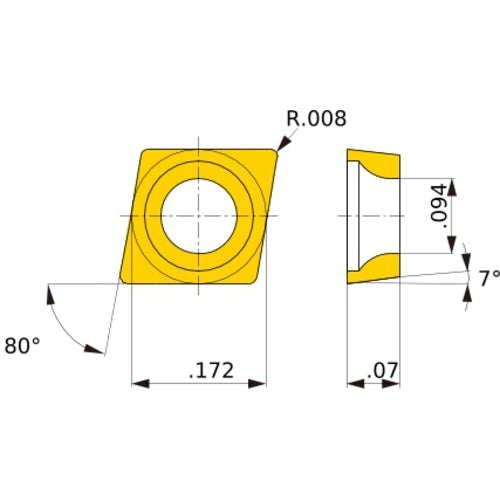CCGT 04T002 L-F MP3025, 0.2 mm Corner Radius, 1.79 mm Thick, 4.37 mm Inscribed Circle, Turning Indexable Insert