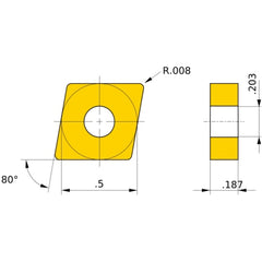 CNMG 430.5 LS MT9015, 0.2 Corner Radius, 3/16″ Thick, 1/2″ Inscribed Circle, Turning Indexable Insert