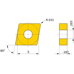 CNMG 432 LS MP9005, 0.8 mm Corner Radius, 4.76 mm Thick, 12.7 mm Inscribed Circle, Turning Indexable Insert