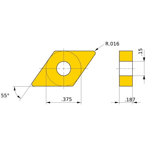 DNMG 331 SH US735, 1/64″ Corner Radius, 3/16″ Thick, 3/8″ Inscribed Circle, Turning Indexable Insert