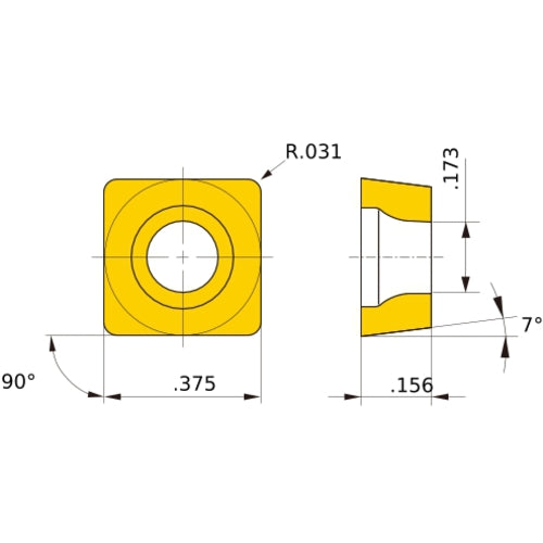 SCMT 32.52 MS MT9005, 1/32″ Corner Radius, 5/32″ Thick, 3/8″ Inscribed Circle, Turning Indexable Insert