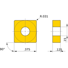 SNGG 322 R NX2525, 1/32″ Corner Radius, 1/8″ Thick, 3/8″ Inscribed Circle, Turning Indexable Insert