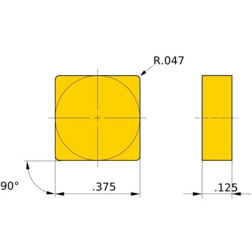 SNGN 323 flat_top MBS140, 1.2 mm Corner Radius, 3.18 mm Thick, 9.525 mm Inscribed Circle, Turning Indexable Insert