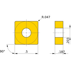 SNMG 433 RS MP9025, 3/64″ Corner Radius, 3/16″ Thick, 1/2″ Inscribed Circle, Turning Indexable Insert