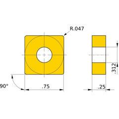 SNMG 643 standard UTi20T, 1.2 mm Corner Radius, 6.35 mm Thick, 19.05 mm Inscribed Circle, Turning Indexable Insert