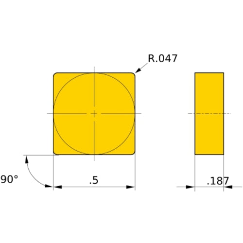 SNMN 433 flat_top MC5005, 1.2 mm Corner Radius, 4.76 mm Thick, 12.7 mm Inscribed Circle, Turning Indexable Insert