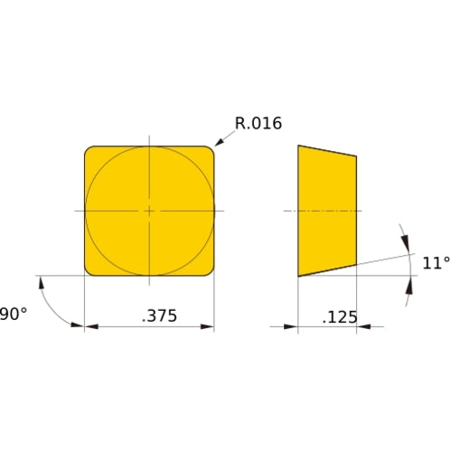 SPG 321 flat_top HTi10, 1/64″ Corner Radius, 1/8″ Thick, 3/8″ Inscribed Circle, Turning Indexable Insert
