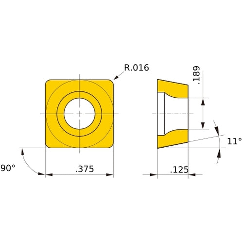 SPGX 321 flat_top HTi10, 1/64″ Corner Radius, 1/8″ Thick, 3/8″ Inscribed Circle, Turning Indexable Insert