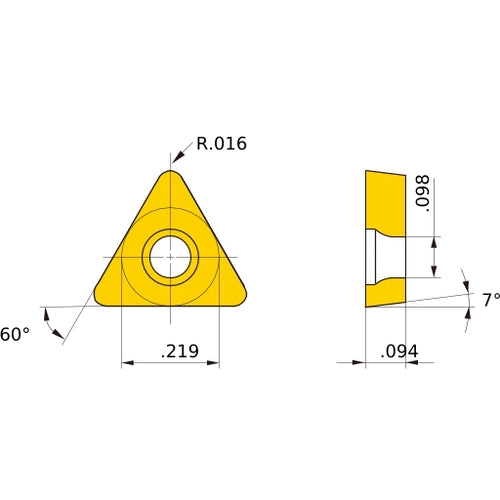 TCMT 1.81.51 standard AP25N, 0.4 mm Corner Radius, 2.38 mm Thick, 5.56 mm Inscribed Circle, Turning Indexable Insert