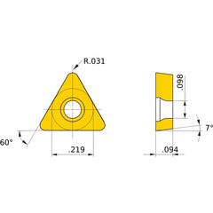 TCMT 1.81.52 LP NX2525, 0.8 mm Corner Radius, 2.38 mm Thick, 5.56 mm Inscribed Circle, Turning Indexable Insert