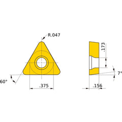 TCMT 32.53 MS MP9005, 3/64″ Corner Radius, 5/32″ Thick, 3/8″ Inscribed Circle, Turning Indexable Insert