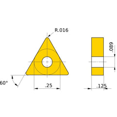 TNGG 221 L NX3035, 1/64″ Corner Radius, 1/8″ Thick, 1/4″ Inscribed Circle, Turning Indexable Insert