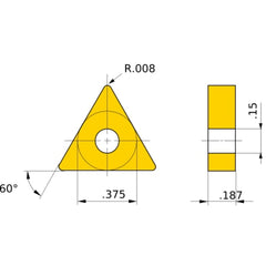 TNMG 330.5 FP MP3025, 0.2 Corner Radius, 3/16″ Thick, 3/8″ Inscribed Circle, Turning Indexable Insert