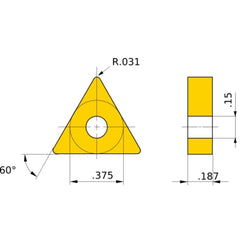 TNMG 332 FP MC6015, 1/32″ Corner Radius, 3/16″ Thick, 3/8″ Inscribed Circle, Turning Indexable Insert