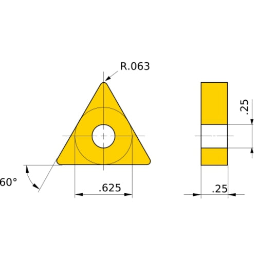 TNMG 544 RP MC6035, 1.6 mm Corner Radius, 6.35 mm Thick, 15.875 mm Inscribed Circle, Turning Indexable Insert