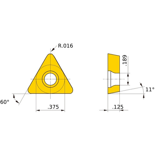 TPGX 321 flat_top MB710, 0.4 mm Corner Radius, 3.18 mm Thick, 9.525 mm Inscribed Circle, Turning Indexable Insert