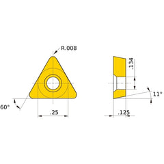 TPMH 220.5 FV VP15TF, 0.2 mm Corner Radius, 3.18 mm Thick, 6.35 mm Inscribed Circle, Turning Indexable Insert