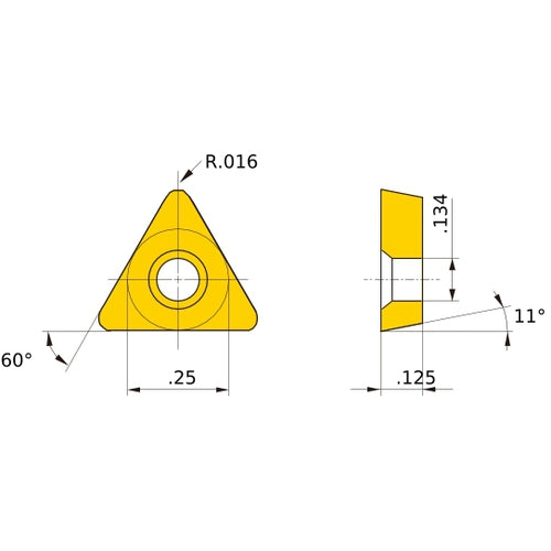 TPMH 221 SV MP3025, 0.4 mm Corner Radius, 3.18 mm Thick, 6.35 mm Inscribed Circle, Turning Indexable Insert