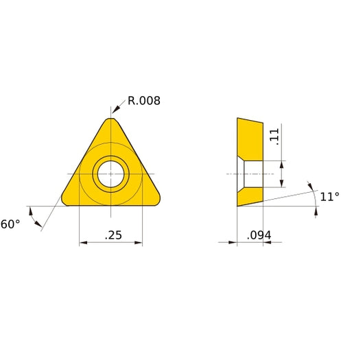 TPMT 21.50.5 SQ US735, 0.2 mm Corner Radius, 2.38 mm Thick, 6.35 mm Inscribed Circle, Turning Indexable Insert