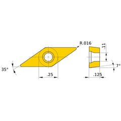 VCMT 221 MS MP9015, 1/64″ Corner Radius, 1/8″ Thick, 1/4″ Inscribed Circle, Turning Indexable Insert