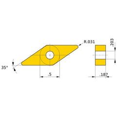 VNGM 432 MJ RT9010, 0.8 mm Corner Radius, 4.76 mm Thick, 12.7 mm Inscribed Circle, Turning Indexable Insert