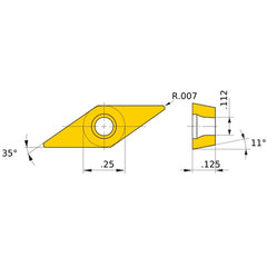 VPGT 220.5 SMG VP15TF, 0.18 mm Corner Radius, 3.18 mm Thick, 6.35 mm Inscribed Circle, Turning Indexable Insert