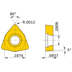 WBGT 1.51.5 L-F NX2525, 0.03 Corner Radius, 3/32″ Thick, 3/16″ Inscribed Circle, Turning Indexable Insert