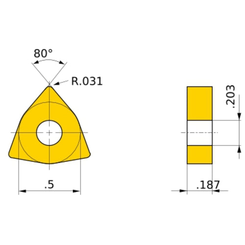 WNMG 432 MS MP9015, 0.8 mm Corner Radius, 4.76 mm Thick, 12.7 mm Inscribed Circle, Turning Indexable Insert