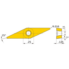 XCMT 221 SVX VP15TF, 0.4 mm Corner Radius, 3.18 mm Thick, 6.35 mm Inscribed Circle, Turning Indexable Insert