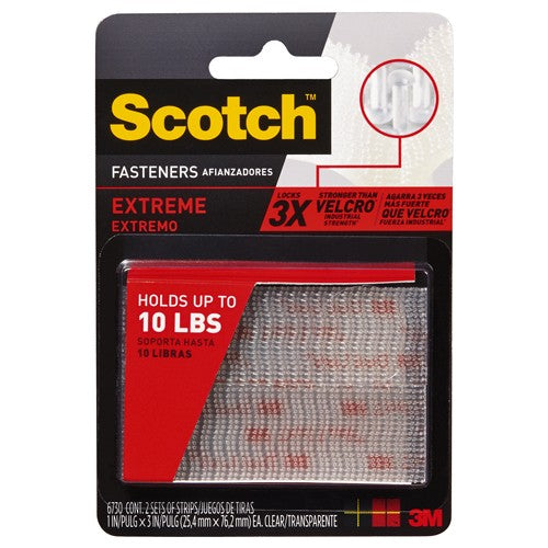 Scotch Extreme Fasteners RF6730 1″ × 3″ (25 4 mm × 76 2 mm) 2 Sets of Strips Clear - USA Tool & Supply