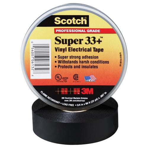 Scotch Super 33+ Vinyl Electrical Tape 3/4″ × 20 ft Black - USA Tool & Supply