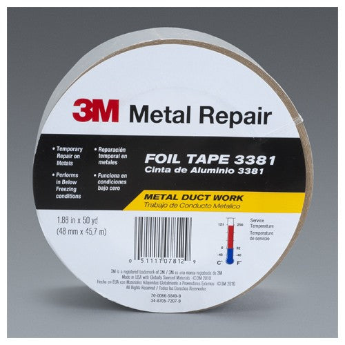 3M Aluminum Foil Tape 3381 Silver 1.88″ × 50 yd 2.8 mil - USA Tool & Supply