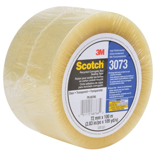 Scotch Recycled Corrugate Box Sealing Tape 3073 Clear 72 mm × 100 m - USA Tool & Supply