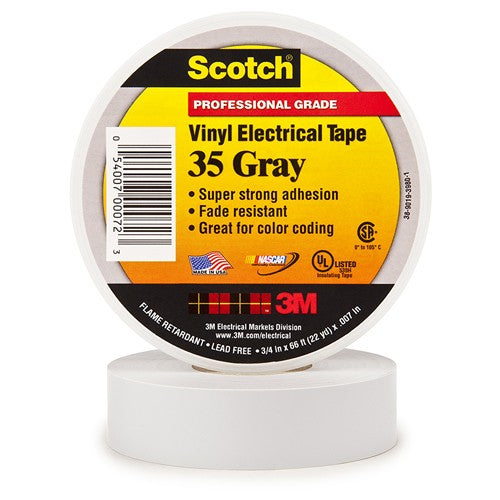 Scotch Vinyl Color Coding Electrical Tape 35 3/4″ × 66 ft Gray - USA Tool & Supply