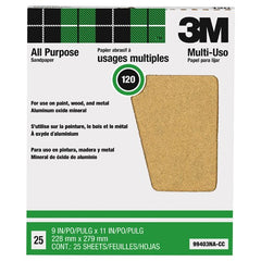 3M Pro-Pak Aluminum Oxide Sheets for Paint and Rust Removal 9″ × 11″ 120 grit Open Stock - USA Tool & Supply